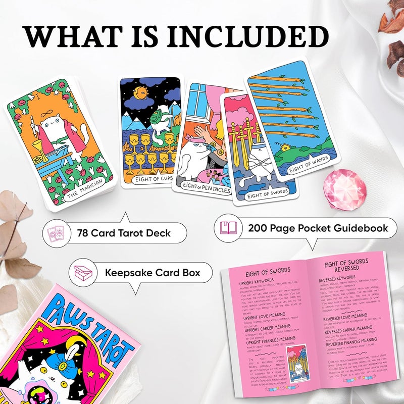 Wyspell Cat Tarot Cards: A 78-Card Tarot Deck with Guidebook for Beginners - Beautiful Unique Deck for Cat Lovers and Enthusiasts - Image 2